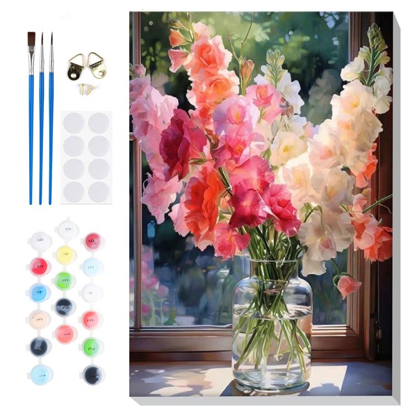 Lxmsja Flowers Paint by Numbers for Adults Beginner with Frame,