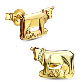 Women's Gold Stud Earrings Cow 333 Gold, Yellow Gold
