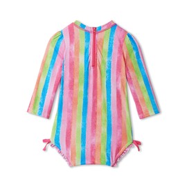 Hatley baby girls Minimal Rash Guard Set, Rainbow Stripes, 6-9 Months US