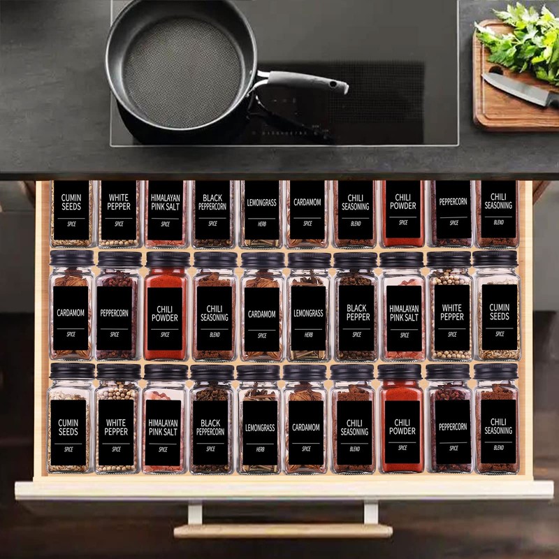 Churboro 36 Spice Jars with 547 Labels- Glass Spice Jars