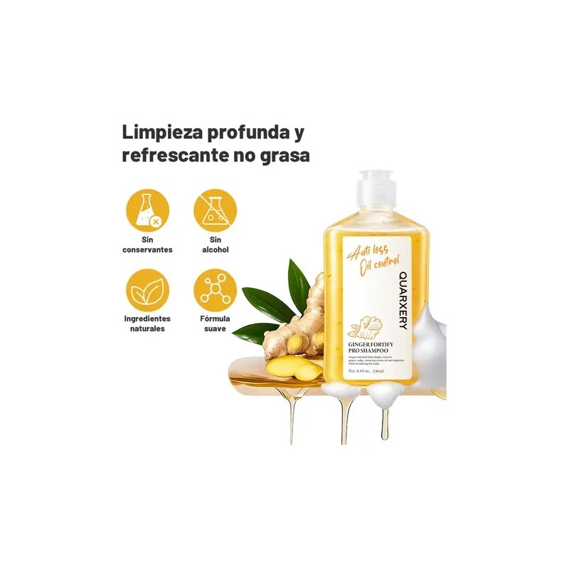 Champú Anticaída Quarxery Shampoo De Jengibre 240 Ml