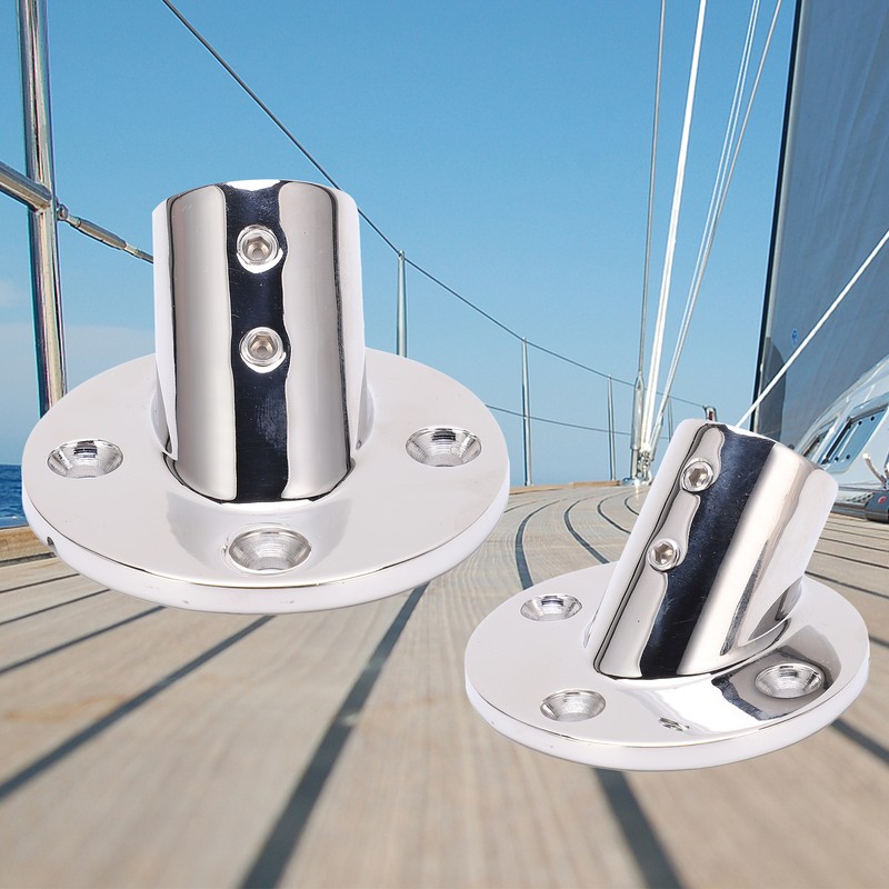 Boat Hand Rail Fitting Stainless Steel 45 Degree Round Base