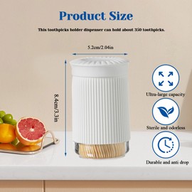 LELE LIFE 4Pcs Toothpick Holder Dispenser, Portable Dustproof with Lid Toothpicks Dispenser, Rotatable Toothpick Case Decorative for Home, Kitchen, Restaurant, White