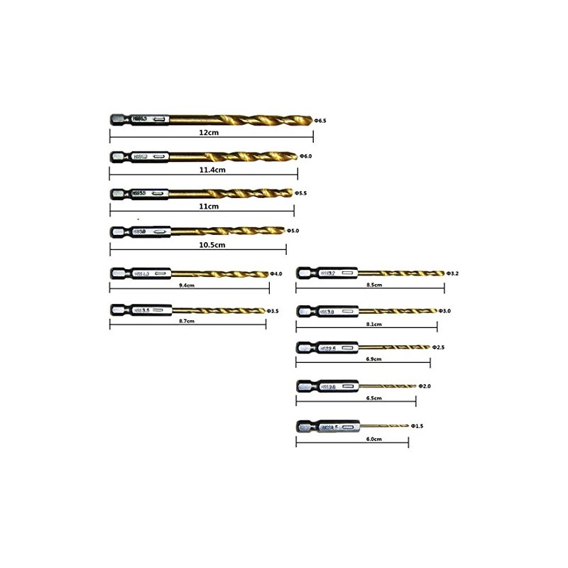 Waymeduo Professional Set of 13 High Speed Steel Coated Drill