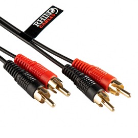 rhinocables 2-Male to 2-Male Gold RCA Audio Cables - Dual Phono Cord, Twin Phono Leads, Splitter for Audio, Speakers, Home Theater, Surround Sound, HDTV, TV, Studio, Sound Bar (1.2m)