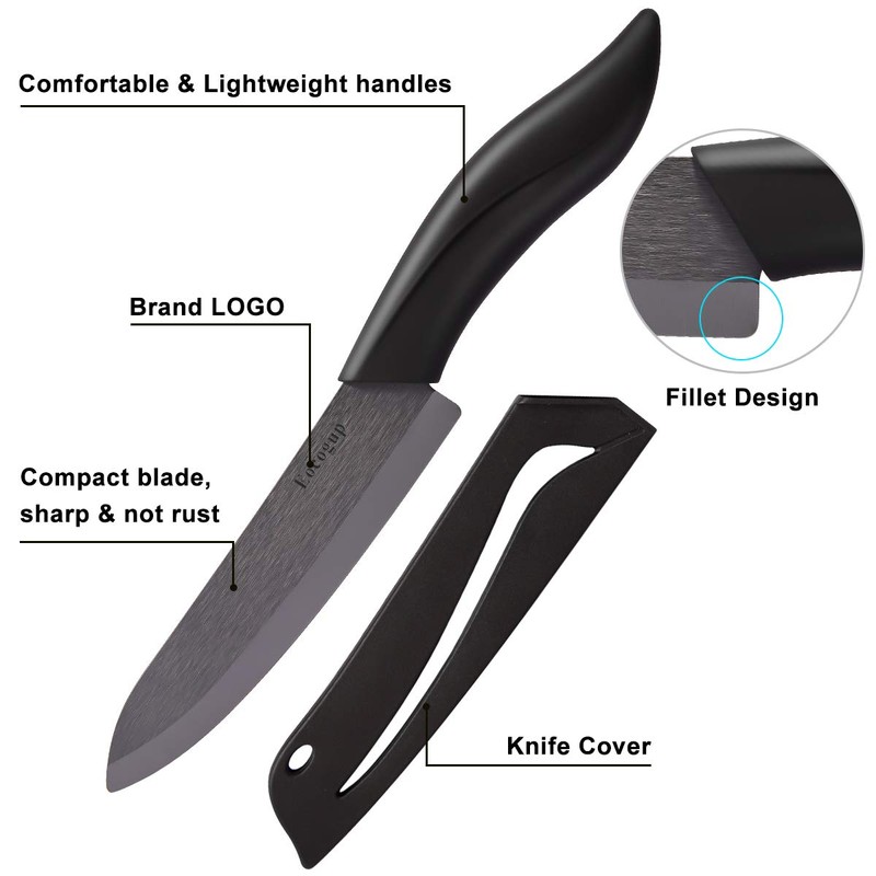 Updated Version Ceramic Knife Set 4-Piece with Sheaths (Includes 3"