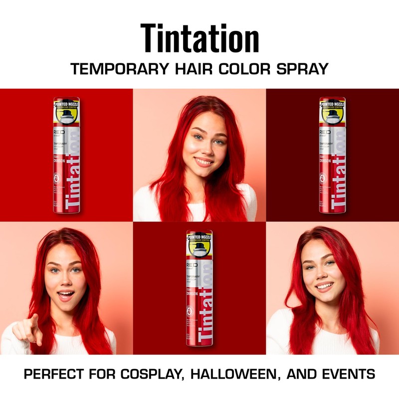 Red by Kiss Tintation Temporary Hair Color Spray 2.82oz, Quick-Dry