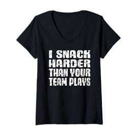 Womens I Snack Harder Than Your Team Plays Softball Baseball Player V-Neck T-Shirt