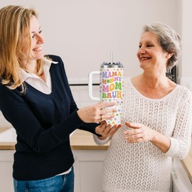 DOCRAGI Mom Tumbler Gifts for Christmas, Birthday Gifts for Mom from Daughter, Son, Mama Gifts, Presents for Mom, Mom Birthday Gifts Idea, 40 oz Stainless Steel Tumbler with Handle and Straw