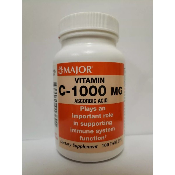 Major Vitamin C-1000 MG Ascorbic Acid 100 tablets