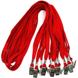 Ollain Badge Lanyards Neck Bulk Cruise Lanyards Lanyard with Clip for ID Card Name Tags Badge Holders (Red, 50 Pack)