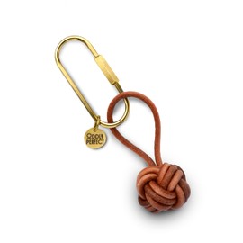 Oddly Perfect Luxury Vintage Style Knot Keychain – Cowhide Metal (Brass) keyring Clip Round Shape Round Style Keychain