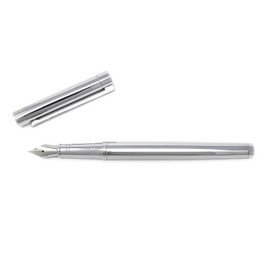 Pluma Fuente Metalica Cromo J126 Punto Medio Con Convertidor  Cuerpo metálico, escritura fluida para oficina, escuela, firmas y notas, acepta tinta...