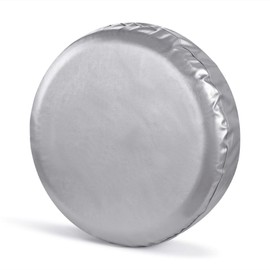 Jayke Joy Spare Tire Cover, Silver Wheel Cover PVC Leather Waterproof Dust-proof Universal Fit for Jeep Trailer RV SUV Camper Vehicle (17 Inch)