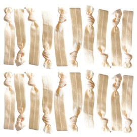 Hair Ties 20 Elastics Ponytail Holder Set No Crease Ribbon Bands (Cream)