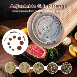 Professional Pepper Grinder Mill Manual - Pepper Cannon Heavy Duty Pepper Mill Refillable, High Output Spice Grinder with Adjustable Coarseness and Stainless Steel Blade Gift Set, Aluminum Matte Gold