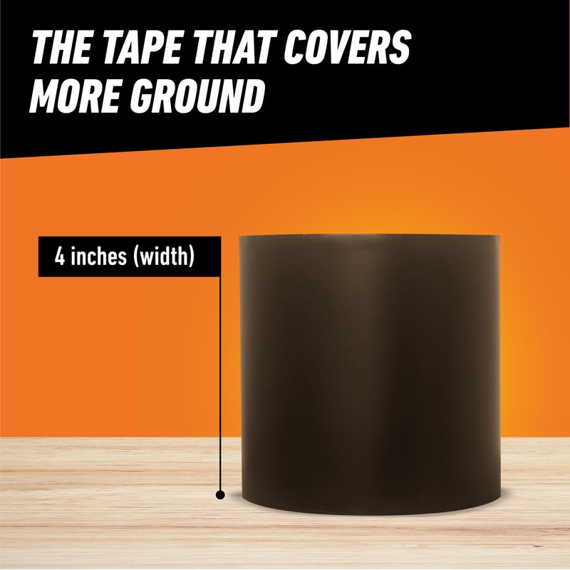 Gorilla Waterproof Patch & Seal Tape, Black Tape, 4" x
