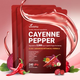 VivoNu Cayenne Pepper Softgels Supplement, Supports Leg Vein, Heart and Blood Vessel Health, with Vitamin E D3+K2 and Extracts of Grape Seed, Hawthorn, Beetroot and Others