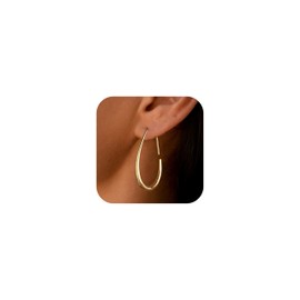 Ewrkbr Gold Earrings for Women, 14k Gold Plated Statement Big Hoop Earrings Lightweight Dangle Earrings for Women Trendy Hypoallergenic Large Gold Hoops Unique Fashion Womens Jewelry