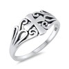 Oxidized Filigree Cross Swirl Christian Ring 925 Sterling Silver Band
