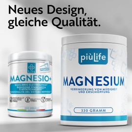 Magnesium Pulver Hochdosiert 660g PiùLife – 430 mg pro Portion – Magnesiumcarbonat und Citronensäure – Quelle von Magnesium Citrate – Vegan, glutenfrei, laktosefrei