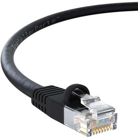 InstallerParts Cable Ethernet CAT5E Cable UTP con arranque de 25 pies, color negro, serie profesional, cable de red de 1 gigabit/sec, 350 MHZ