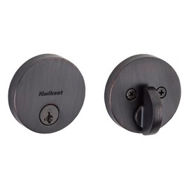 Kwikset Uptown Deadbolt Lock, Venetian Bronze Round Exterior Keyed Front Entry Door, Pick Resistant SmartKey Rekey Security, Single Cylinder Dead Bolt, with Microban Protection