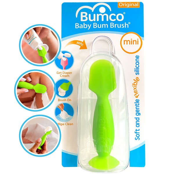 Bumco Diaper Cream Brush - Mini Baby Bum Brush with Travel Case, Baby Butt Paste Diaper Cream Spatula, Butt Paste Spatula for Baby Butt Cream, Mini Diaper Cream Applicator, Butt Spatula Baby, Green
