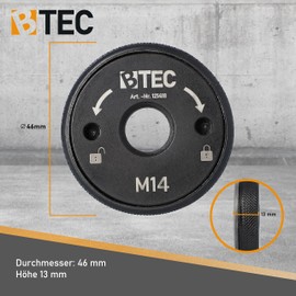 BTEC Quick Release Nut M14 Clamping Nut as Accessory for All Standard Angle Grinders with an M-14 Thread for Easy Loosening and Attaching without Tools