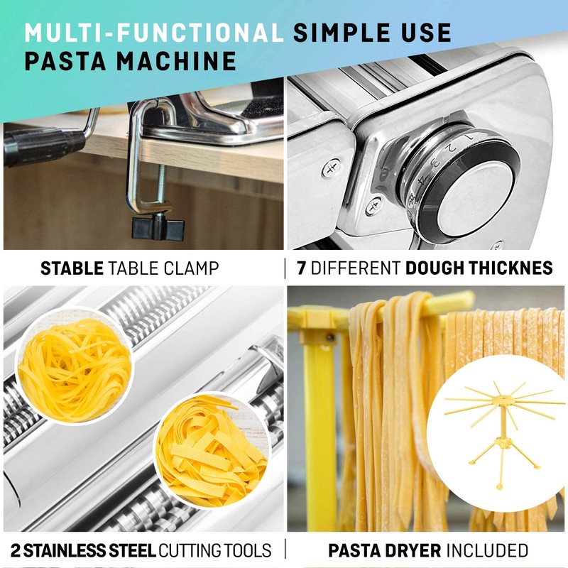 Manual Pasta Maker with Dryer - Multi-Pasta Stainless Steel Italian