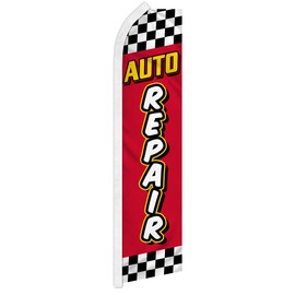 Auto Repair Red & Yellow Swooper Advertising Flag - Perfect for Performance Shops, Mechanics, Auto Repair, Tuning Shops