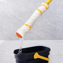Self-Wringing Twist Mop with 1 Extra Refill, 57" Long Handle, Yellow