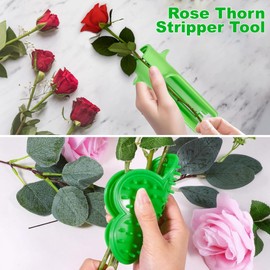 2 Pcs Rose Thorn Stripper Tool, 2 Types Flower Thorn Remover Leaf Stripper and Stem Cutter for Florist Efficient Safe Roses Clean, Professional Home & Flower Shop Supplies(Green)