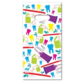 Practicon 11098113 Neon Dental 6 x 12 Four-Color Patient Care Bags - 100 Pack