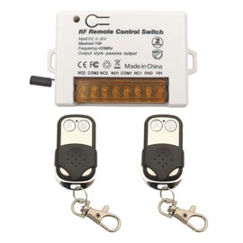 DieseRC 2 Channels Wireless Relay Remote Control Switch 433Mhz RF DC 5V 12V 24V 30V 10A Relay Receiver with 2 Transmitters Keyfob, Big Terminal Easy Wiring