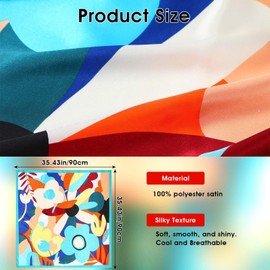 KFHENSOMR Like Satin Silk Scarf Lightweight Fashion Neck Silk Square Hair Wrap for Women - 35.43" Large Soft Bandana (Colorful, 2PCS)