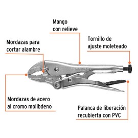 Truper 7" Curved Jaw Locking Pliers - Chrome Moly Steel, Alloy Steel Handles, Model Number PPT-7C