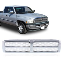 Perfit Liner New Front Grille Grill Assembly Honey Comb Mesh Style Chrome Compatible For DODGE Ram 1500 1994-2001 Ram 2500 3500 1994-2002 Pickup 55076550AB CH1200178