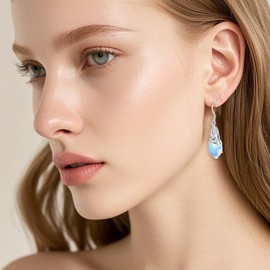 LOVANS 925 Sterling Silver Celtic Knot Dangle Earrings for Women Heart-cut Moonstone Drop Earrings with Celtic Knot Dangle