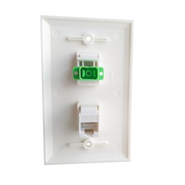 BUPLDET SC/APC Fiber Optic and Ethernet CAT6 Wall Plate - 1 Port Fiber Optical Keystone Jack, 1 Port Cat 6 Cover Plate - White
