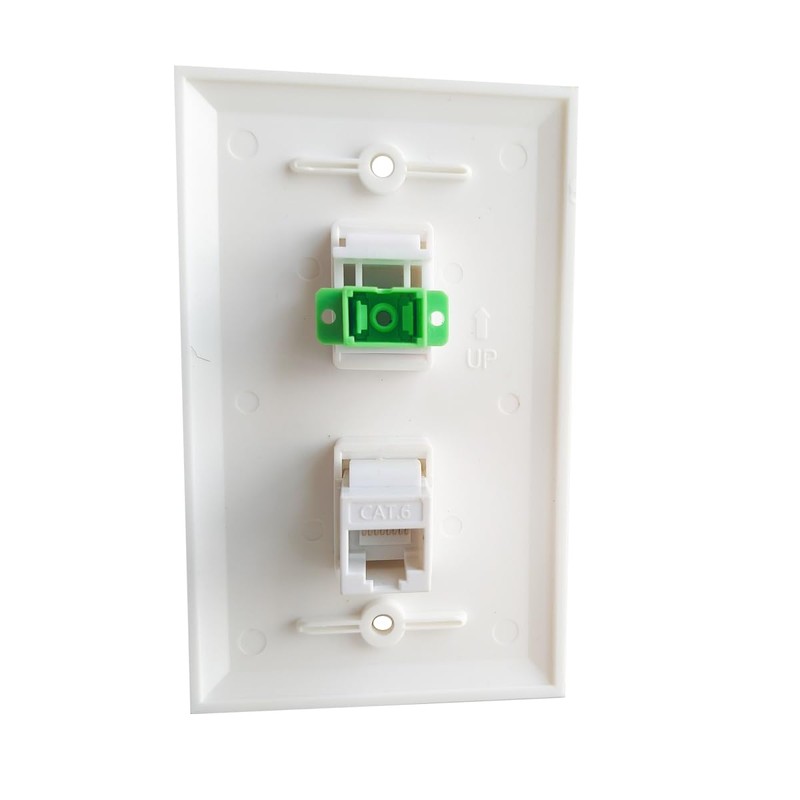 BUPLDET SC/APC Fiber Optic and Ethernet CAT6 Wall Plate -