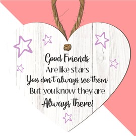 Good Friends Are Like Stars Plaque | Inspirational Friendship Quote Hanging Heart | Shabby Chic Best Friend Plaque | Gift for Friends | Home Decoration (Mdf Wood Indoor Use Only 10cm x 9cm, Design 5)