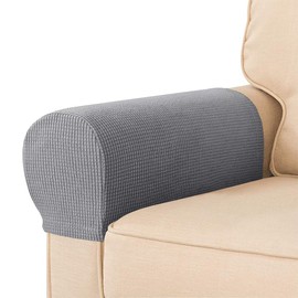 NEKOSUKI Arm Rest Covers Set, Set of 2 Stretch Armchair Covers for Arms, Spandex Polyester Sofa Arm Caps Non Slip Armrest Covers for Chairs Furniture Protector (Light Gray)