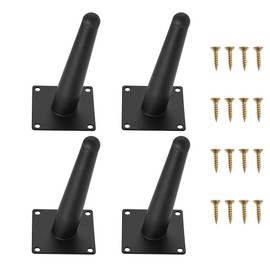 Viiwahol 6 Inch Metal Black Furniture Couch Legs Set of 4, Inclined Cone Thickened Furniture Feet Dresser Cabinet Sofa Legs Bed Hardware Replacement