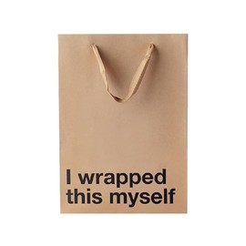 MilkToast Brands Funny Gift Bag, 11" x 8" x 4" Size, I Wrapped this myself, Sarcastic Brown Kraft Paper Bag with Handles, Funny Gift Bag for Birthdays, Mother's Day, Holidays, Office Parties