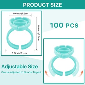 Pretty memory Glue Rings for Eyelash Extensions 100PCS Lash Glue Rings Eyelash Glue Holder Volume Lash Rings Blossom Fanning Cup for Eyelash Extension Supplies, Green