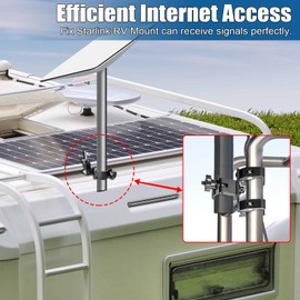 ZAMLIE Starlink RV Mount for Ladder, Roof Rack OR Outdoor Portable Clamp, Aluminum Mounting Holder Compatible with RV Railing Use Truck Van Yachat Boat Pole Adjustable Clamps for Gen 1 2 3