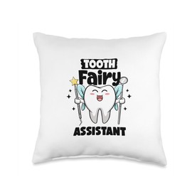 Tooth Fairy Assistant Future Dentist For Kids Tooth Fairy Assistant Dental Hygienist Pediatric Dentist Throw Pillow, 16x16, Multicolor