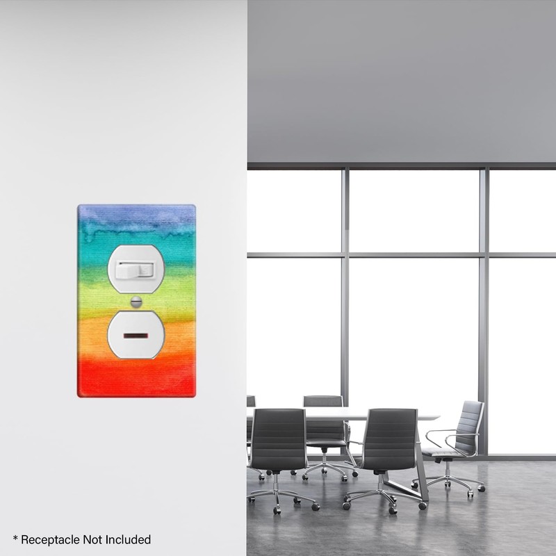 1 Gang Single Duplex Wall Plate Horizontal Rainbow Stripe Light