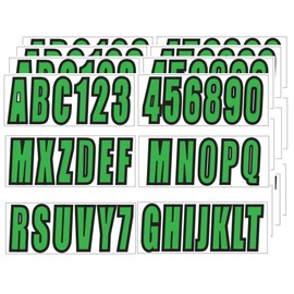 JLM MARINE 24 Sheets 3 Inch Self Adhesive Vinyl Letters Numbers Stickers for Boat Engine Mailbox House Address Crafts Car Poster Classroom Home Door Window Decor Green